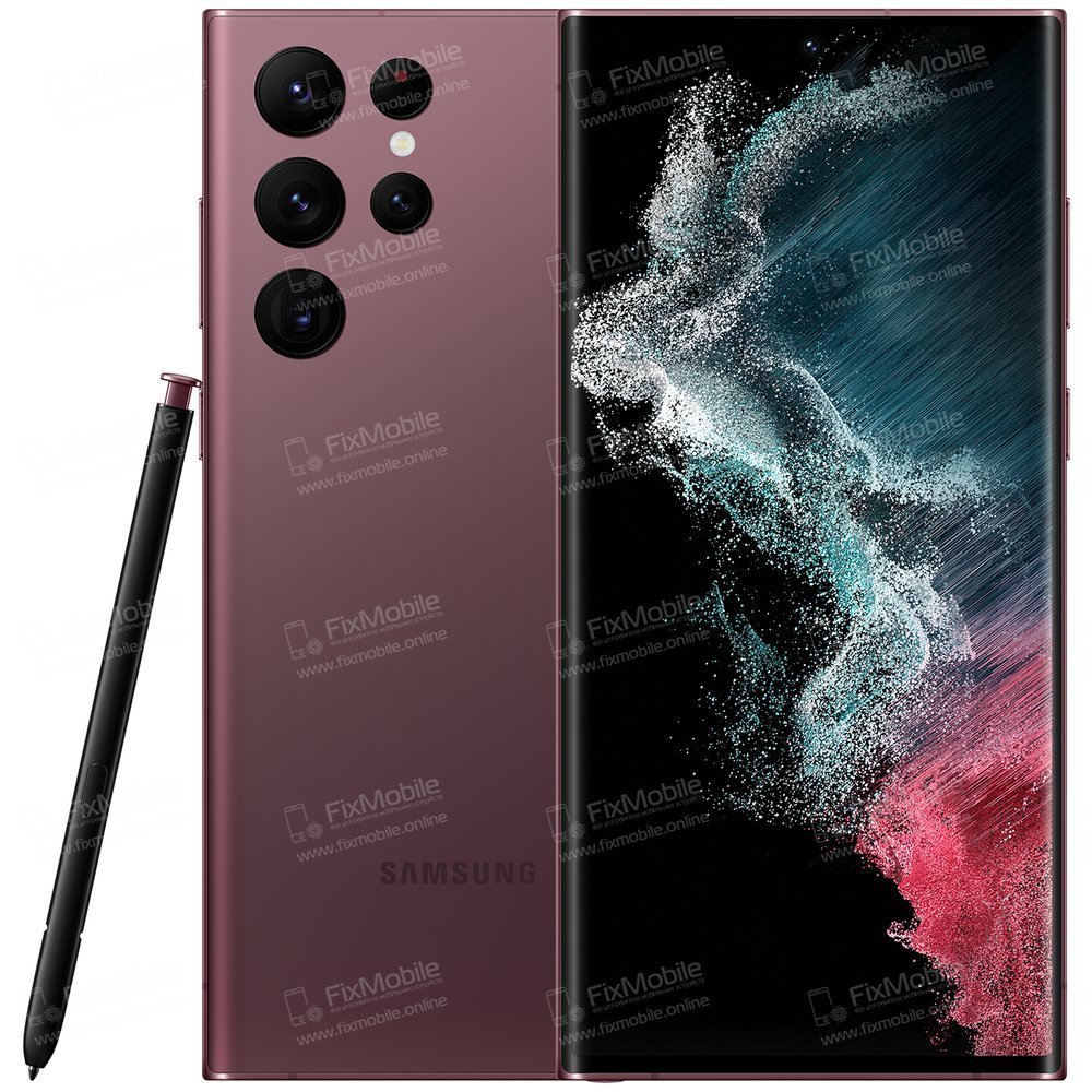 Дисплейный модуль с тачскрином для Samsung Galaxy S22 Ultra (S9080) (бордовый) (OLED)