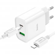 Сетевое зарядное устройство Hoco C80A Plus для Apple (Type-C - Lightning) (белое)
