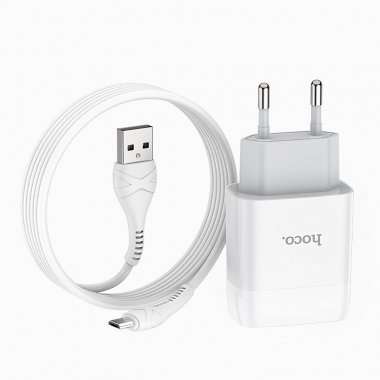 Сетевое зарядное устройство HOCO C72A Glorious с кабелем micro-USB (белое) — 4