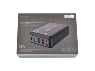Сетевое зарядное устройство VIXION Special Edition H4 Quick Charger 6А 4USB/Type-C (черное) — 5