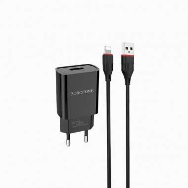 Сетевое зарядное устройство Borofone BA20A Sharp USB с кабелем для Apple Lightning (черное) — 5