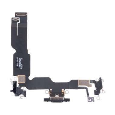 Шлейф для Apple iPhone 15 Plus на разъем зарядки/микрофон (черный) &mdash; 2